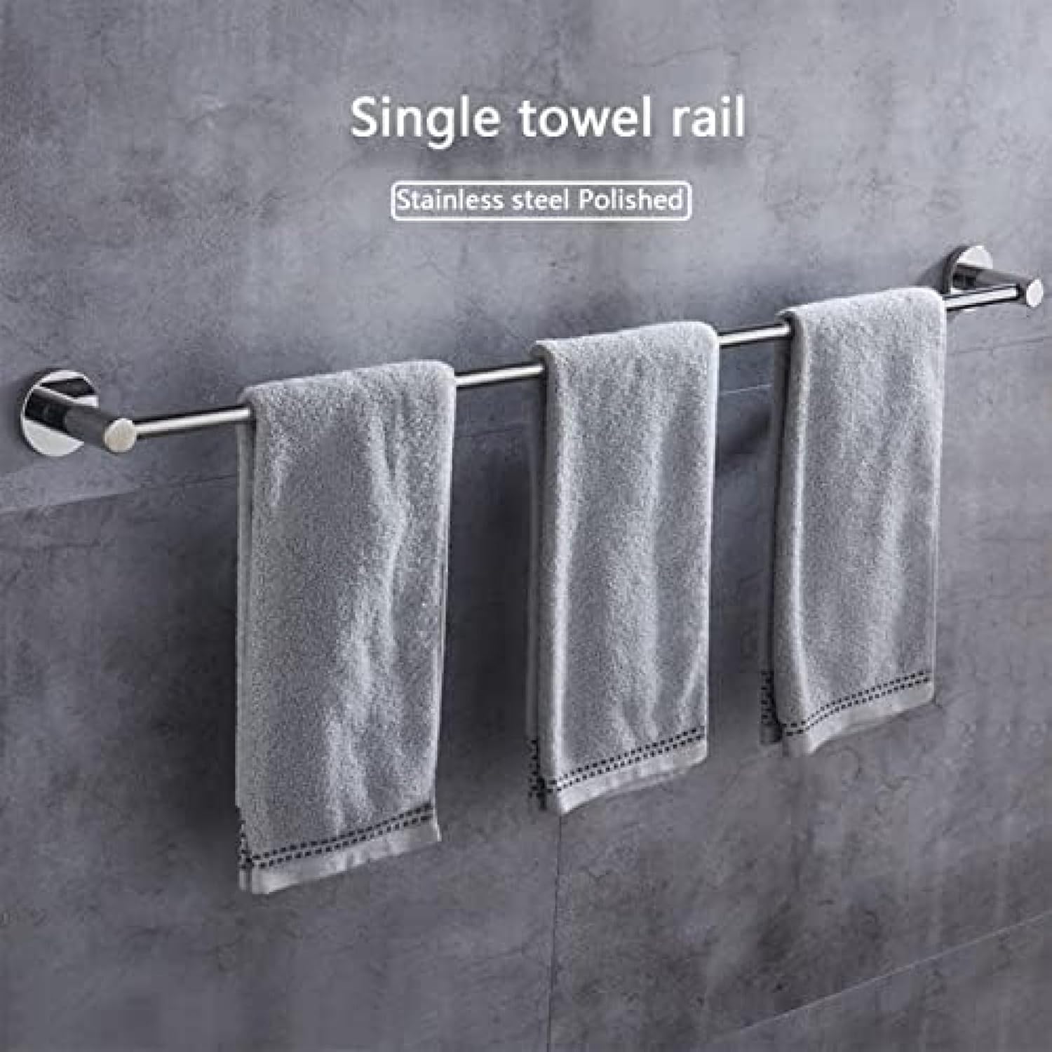 Portasciugamani Singolo, Portasciugamani Multi-Misura da 30 Cm A 120 Cm per Bagno, Portasciugamani da Cucina, Asta Portasciugamani con Finitura Lucida, 90cm
