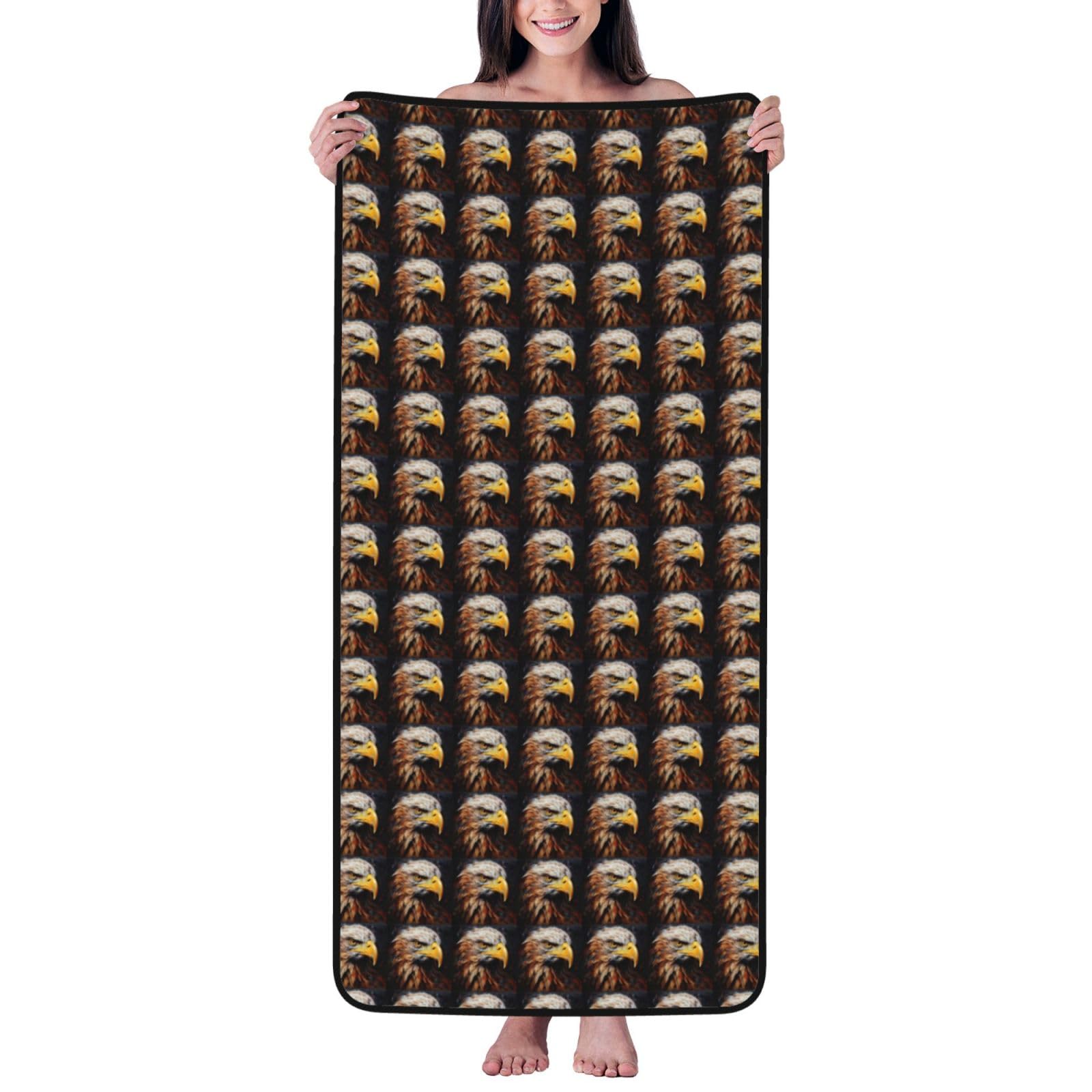 Tamiger Eagle Print Unisex Coral Velvet Bath Towel For Home Bathroom Hotel Spa Beach Travel Daily Use