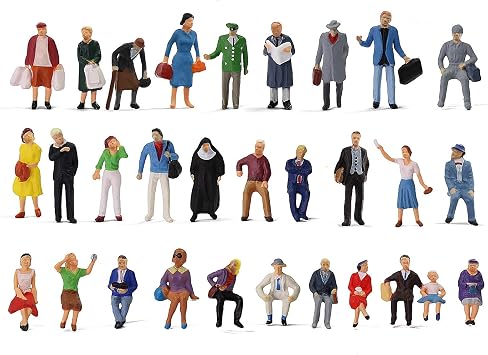 Evemodel HO Scale 187 Standing Seated Passenger People Painted Figures for Model Train Layout 30PCS