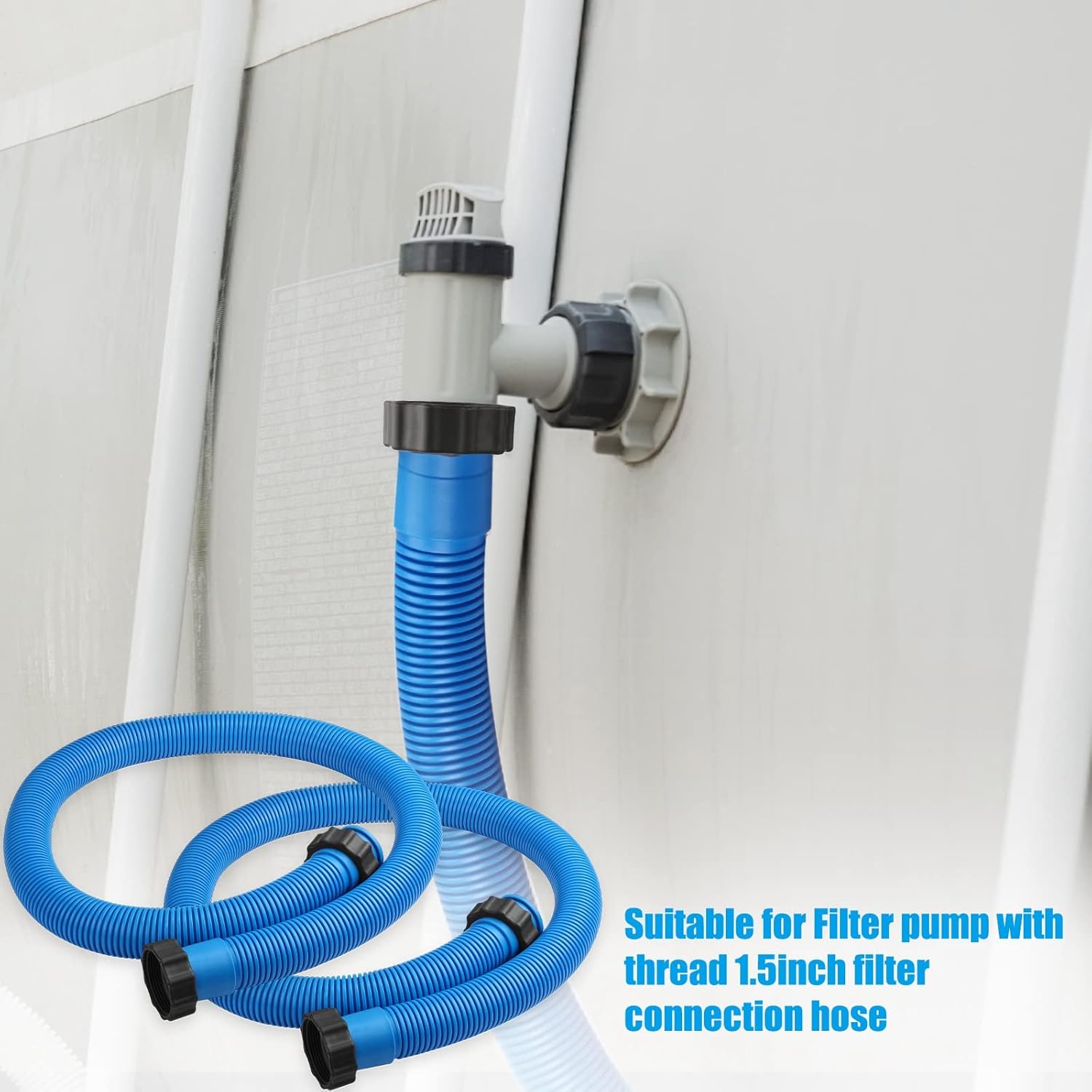 eBoot 2 Pcs 29060e Above Ground Pool Hoses 1.5" Diameter 59" Long Swimming Pool Pump Hose Replacement for Filter Pump, Saltwater System, Sand Filters Accessories(Blue)