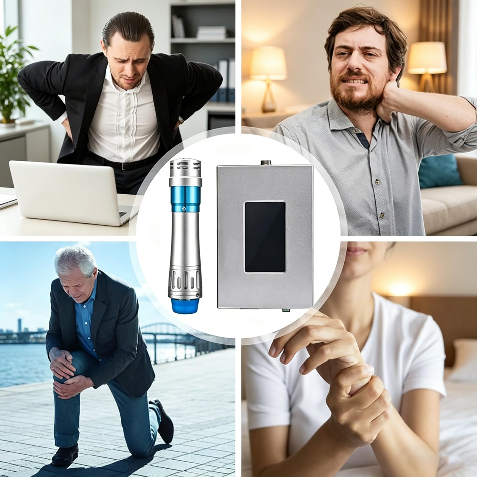 Dispositivo de terapia de onda de choque, instrumento de fisioterapia con 7 cabezas de masaje, 10 funciones y energía ajustable de 60 a 200 mJ, para masaje muscular profundo