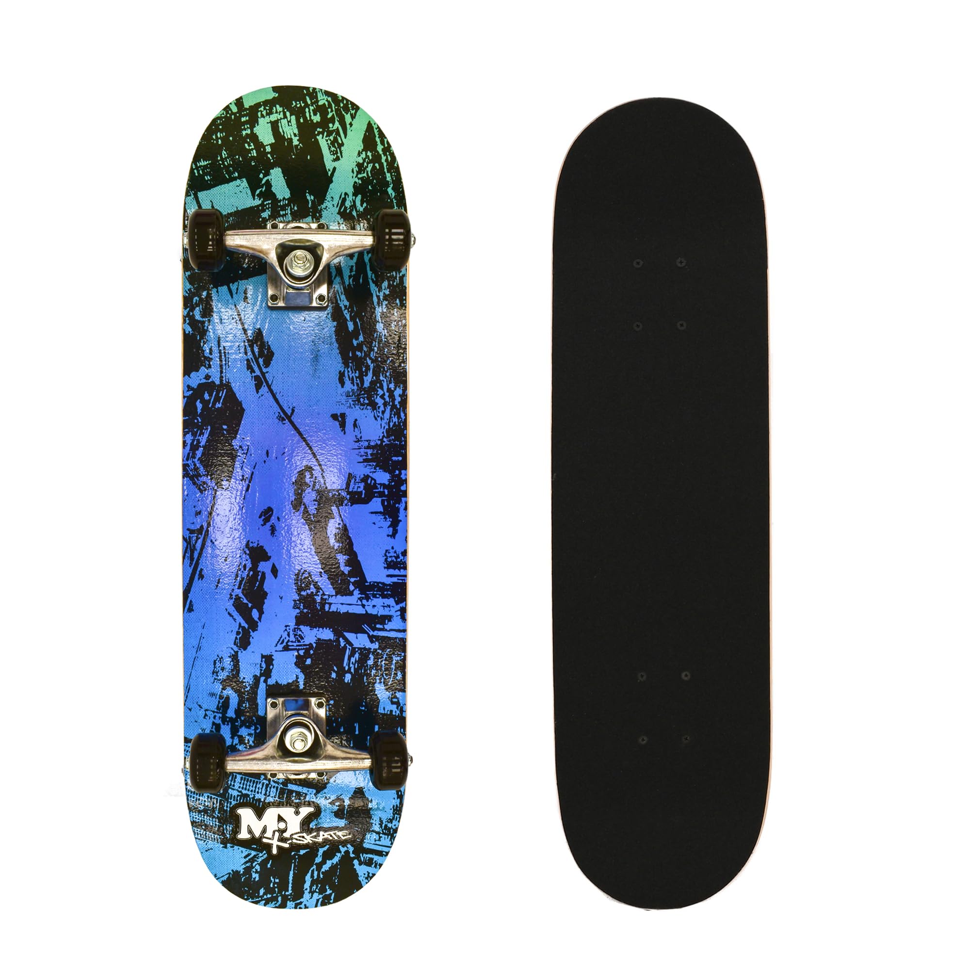 X-Skate Complete Skateboard 31" Double Kick Beginner Skateboard for Kids Teenagers & Adults 7 Ply Maple Deck ABEC 7 Bearings for tricks and skateparks