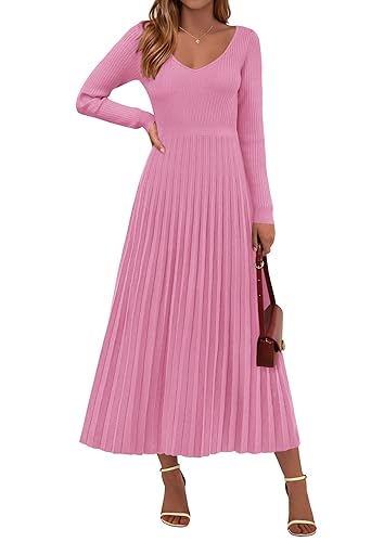 PRETTYGARDEN Women Sweater Dress Fall Fashion 2026 Long Sleeve V