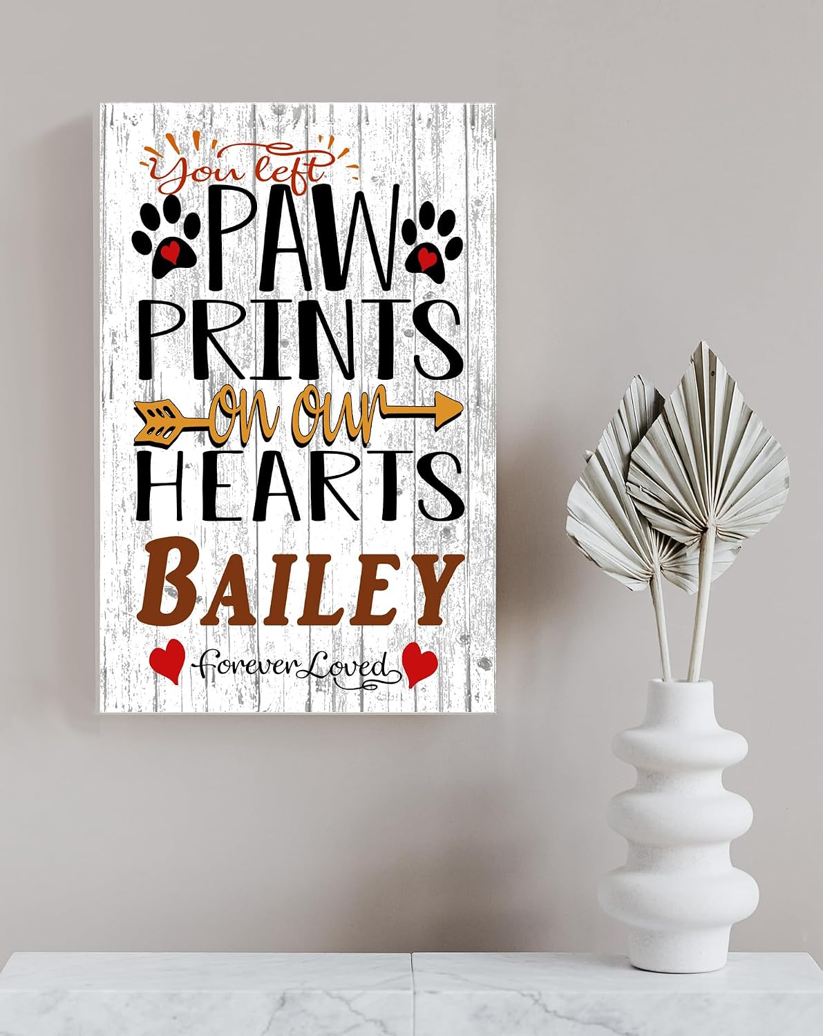 Broad Bay Dog Memorial Gift Sign Personalized Pet Indoor Farmhouse Plaque You Left Paw Prints On Our Hearts Solid Wood