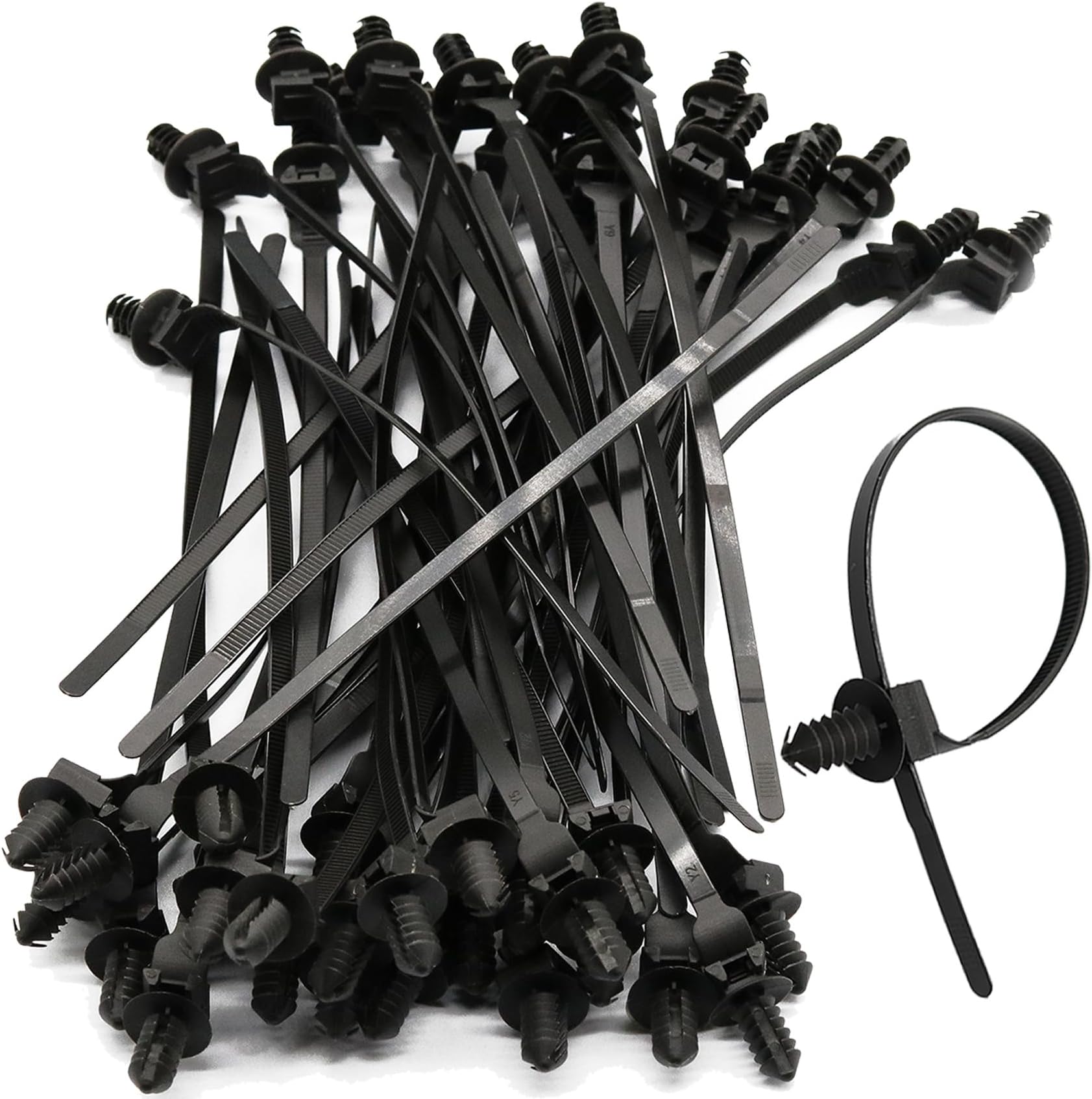 50 Pack Cable Zip Ties, 8 Inch Nylon Push Mount Self Locking Cable Ties for Indoor Wire Tying-Black