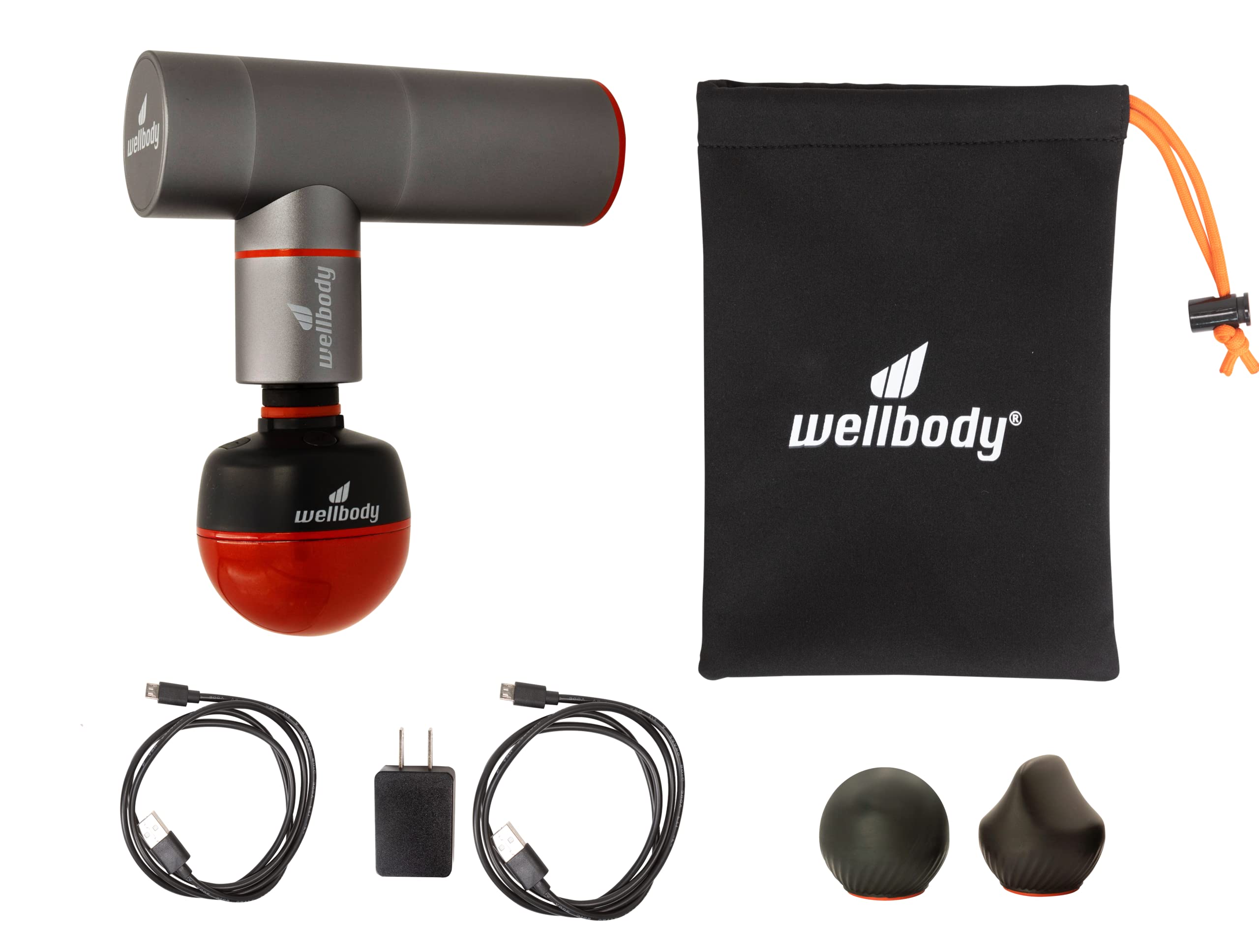 Wellbody Pepper | Beheizte Massagepistole | Kompaktes Massagegerät | Heatball-Technologie | Leise Handheld Tragbar | Massagegerät für Muskeln | Ganzer Aluminium-Powertrain