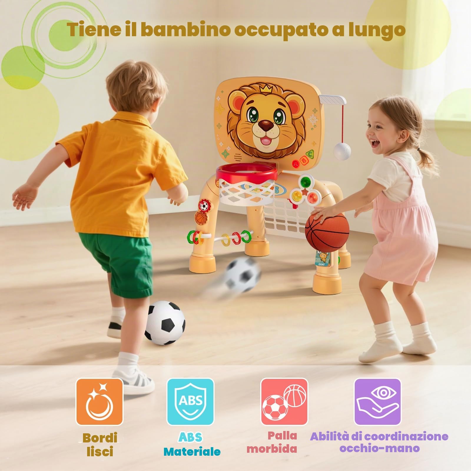 HYES 3 in 1 Bambini Canestro da Basket con Calcio Baseball, Pallacanestro con Porta da Calcio, Mini Canestro Basket, Bambino Apprendimento attività Giocattoli Regalo per Baby Ragazzo Ragazza
