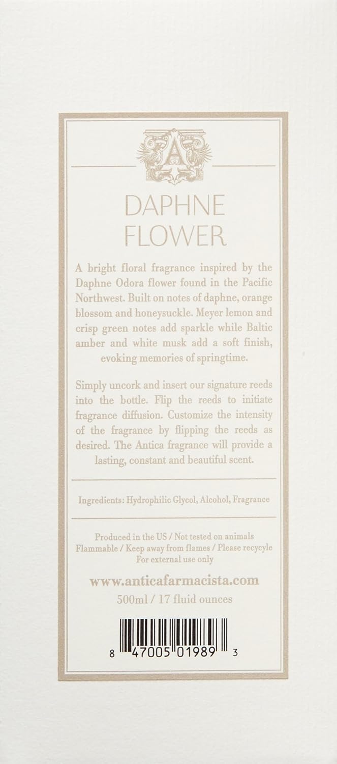 Antica Farmacista Home Ambiance Diffuser - Long-Lasting Reed Scent Diffuser - Luxury Room Freshener Gift - Daphne Flower, 16.9 fl oz