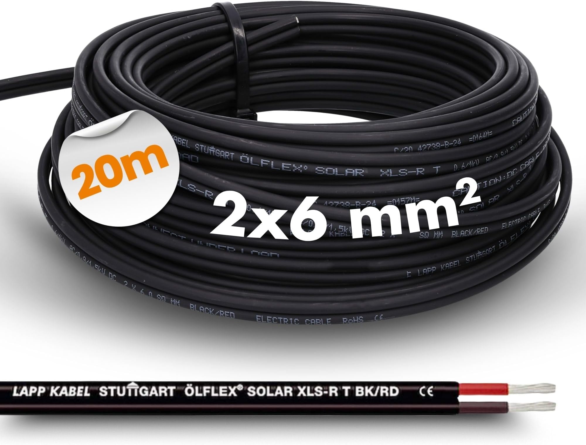 Kabel XLS-R-T Solar Cable, 2.5 mm², 4 mm², 6 mm², 10 m and 20 m