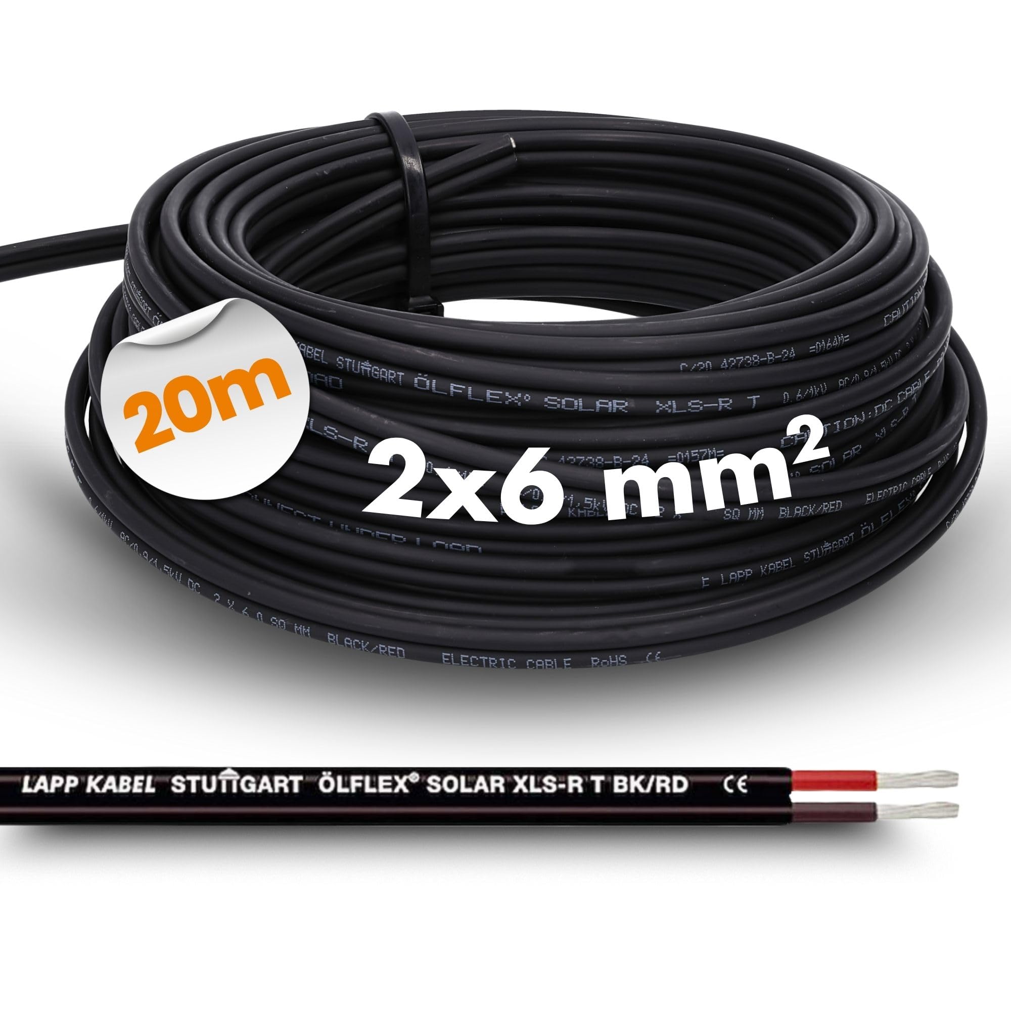 Kabel XLS-R-T Solar Cable, 2.5 mm², 4 mm², 6 mm², 10 m and 20 m