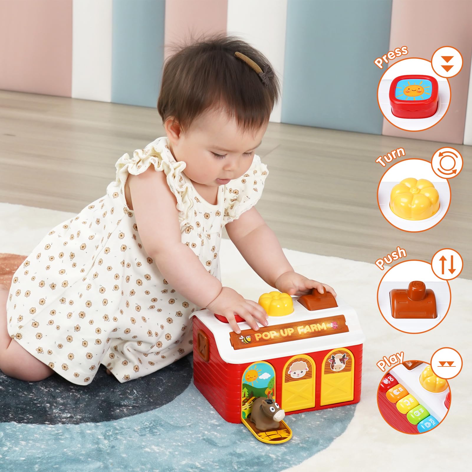 Juguete emergente interactivo con música y luz, juguetes Montessori de causa y efecto para niños de 1 año, juguetes de aprendizaje temprano con piano, regalos para niños y niñas, juguete de bebé de 2