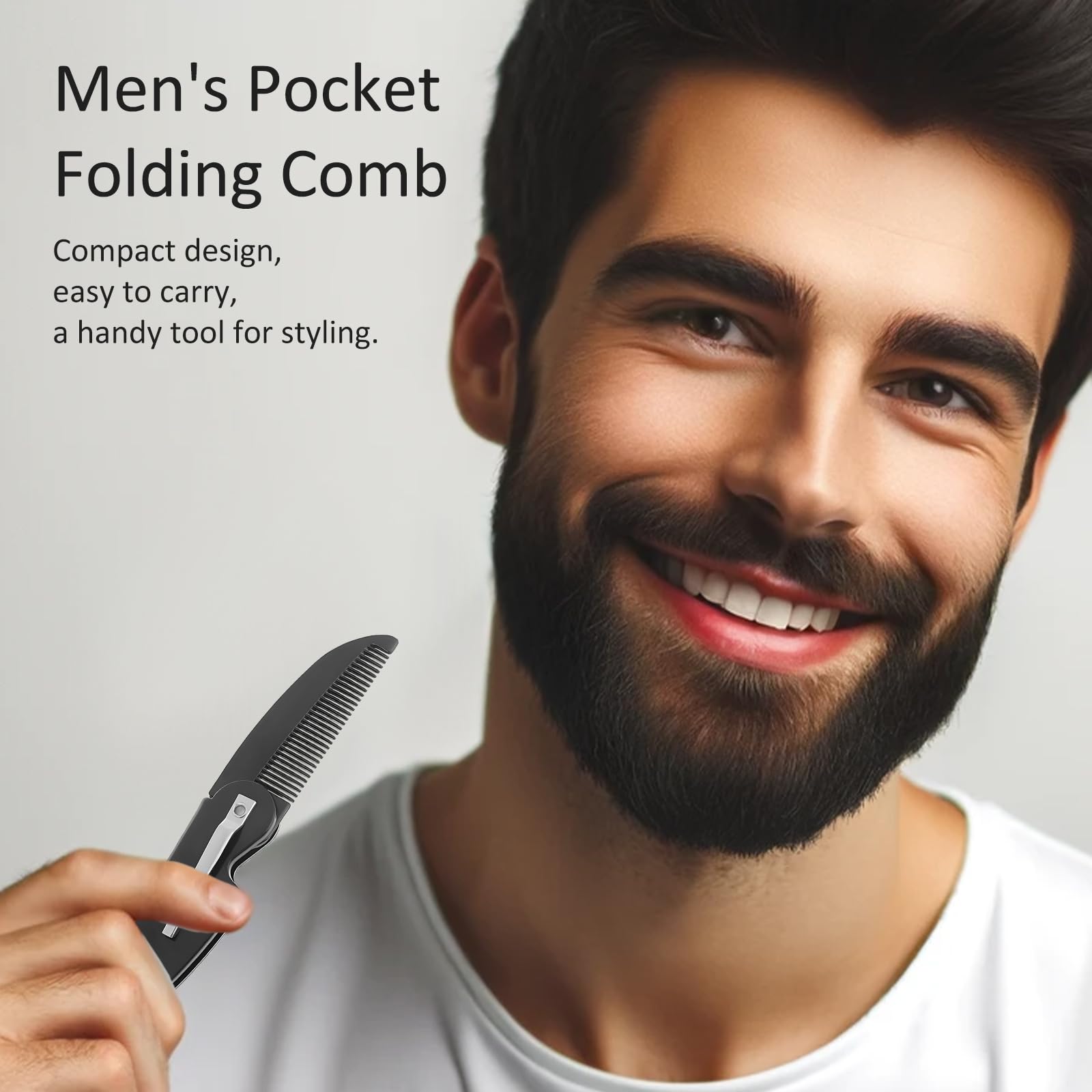 4-Pack Handmade Sawcut Mustache Comb, Best Pocket Folding Comb for Moustaches and Short Beards