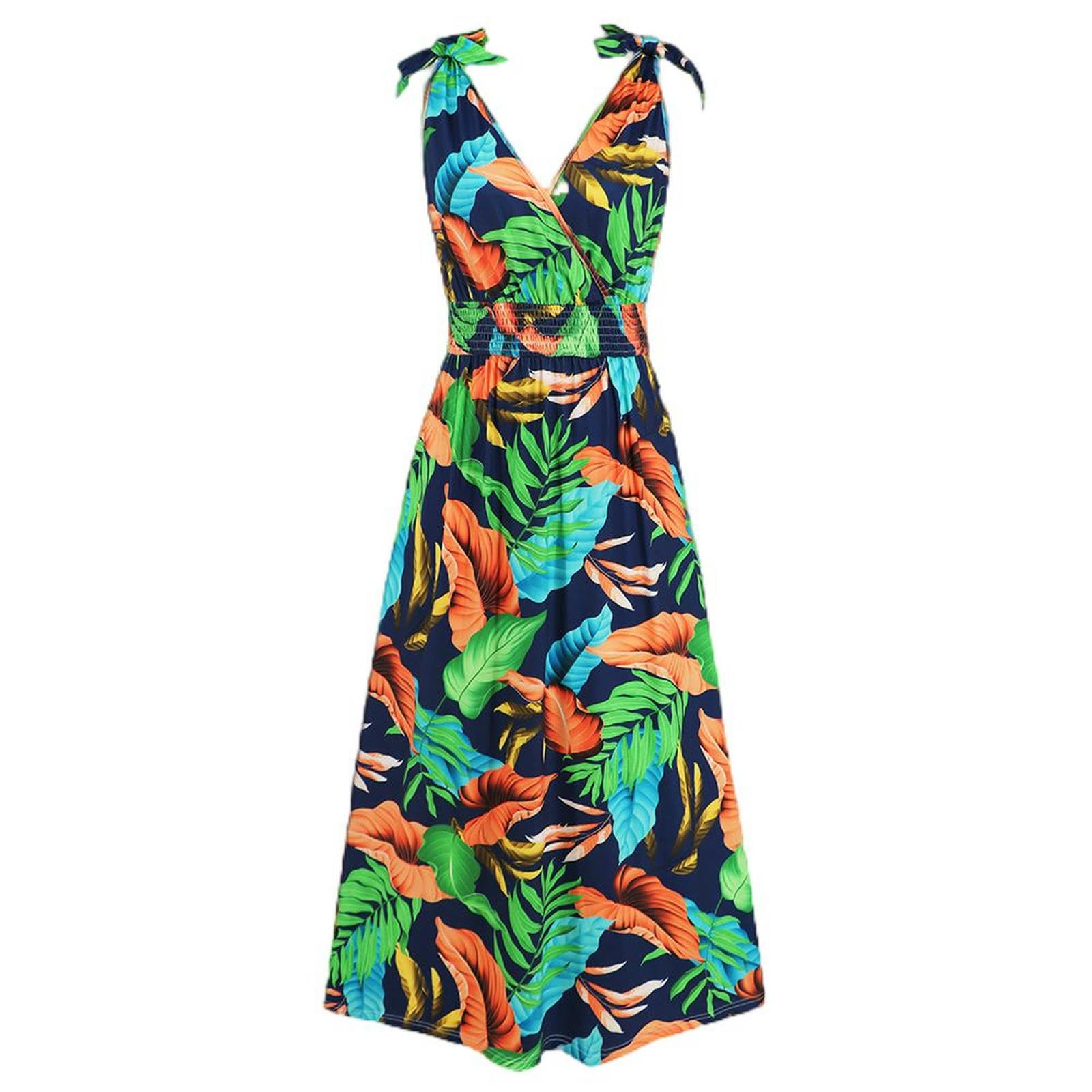 Robe de plage d'été jupe longue imprimée style bohème pour femme taille M