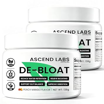 DeBloat Powder, Daily Debloat Powder for Digestive Health - Targets Bloating & Water Retention - Peach Mango Flavor - 30 Servings 2PCS