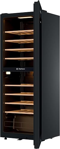 Haier Wine Bank 50 Series 5 HWS56GDG - Vinoteca da 56 bottiglie, 2 zone indipendenti, ripiani in legno, filtro anti-UV, sistema anti-vibrazione, display digitale, illuminazione a LED, 37 dbA, nero - 6