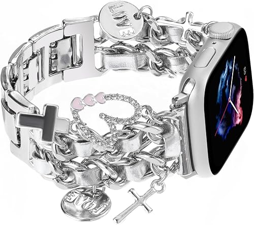 Miniatura 8 de Elegante pulsera compatible con correas de Apple Watch de 1.496 in 1.575 in 1.614 in 1.654 in 1.732 in 1.772 in 1.929 in 1.811 in, correa de