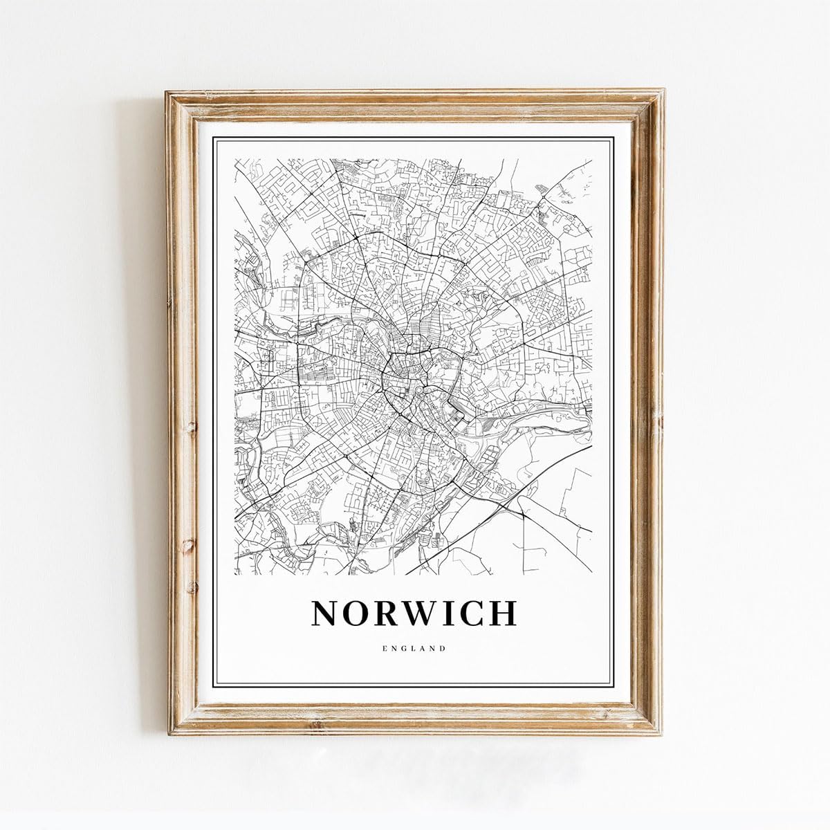 Modern Black & White Poster of Norwich England United Kingdom Uk 1 | 11x17 12x18 16x24 24x36 Unframed Print Wall Art | Minimalism City Traveler Gift | Minimalist Home Office Decor