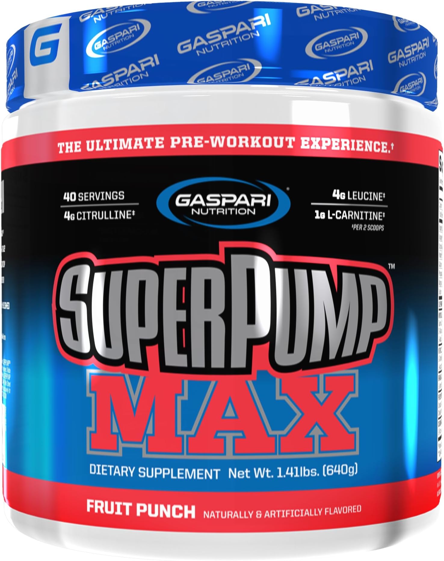 SuperPump MAX, The Ultimate Pre Workout Powder, Sustained Energy Preworkout, Nitric Oxide Booster, Muscle Growth, Recovery & Replenishes Electrolytes (40 Servings, Fruit Punch)