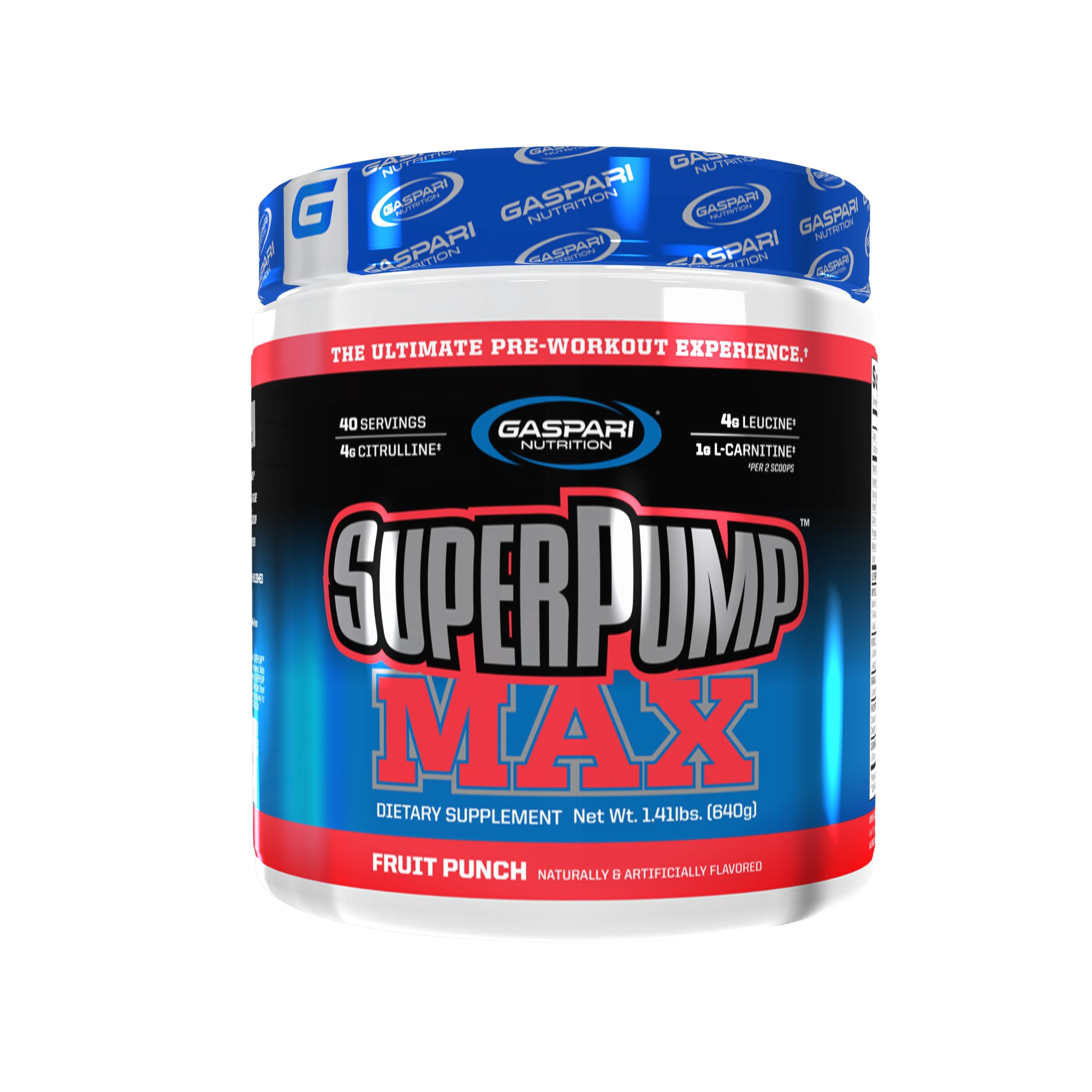 Gaspari Nutrition SuperPump MAX, The Ultimate Pre Workout Powder, Sustained Energy Preworkout, Nitric Oxide Booster, Muscle Growth, Recovery & Replenishes Electrolytes (40 Servings, Fruit Punch)