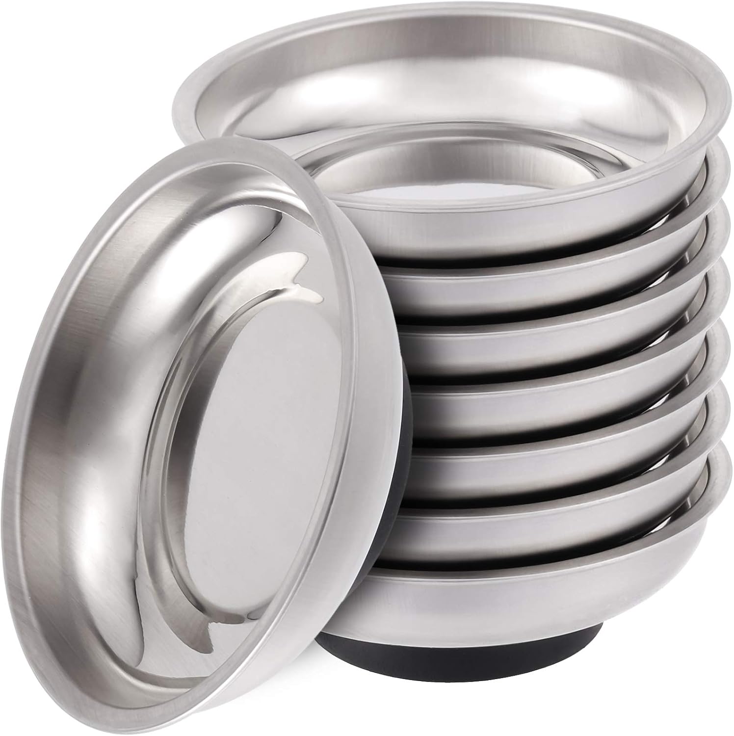 8 Pack 3 Inches Magnetic Bowls, Round Magnet Trays, Stainless Steel Magnetic Parts Tray Set for Gathering Bolts, Screws, Nuts, Ideal for Workshop, Garage, Home