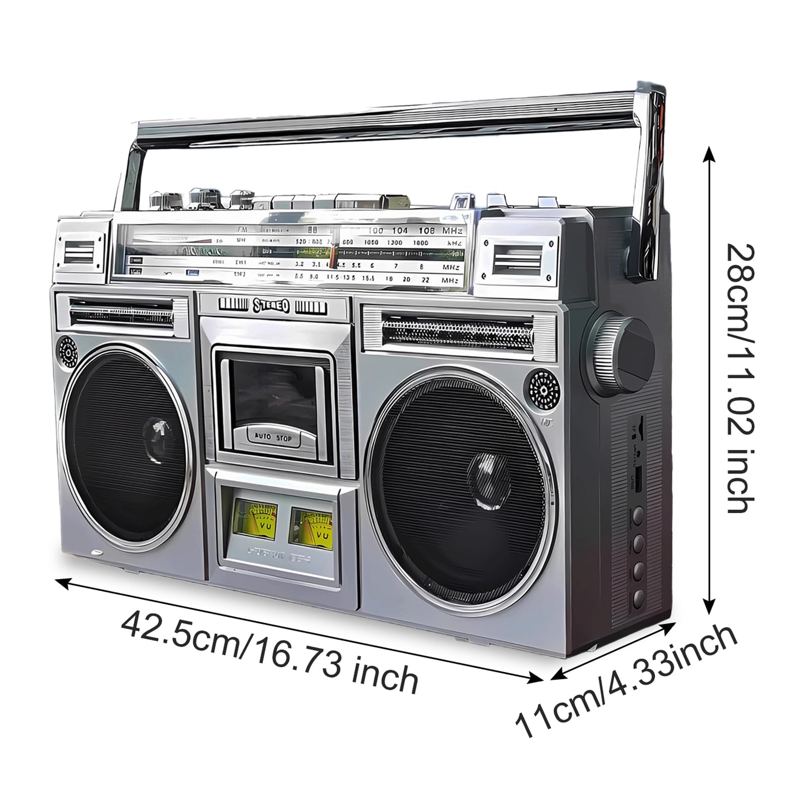 Amazon.co.jp: 80年代スタイルのレトロカセットブームボックス、AM/FM
