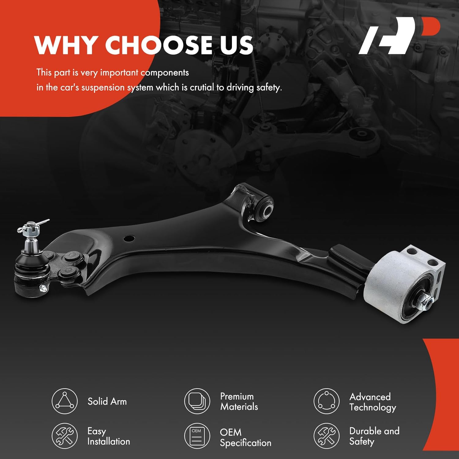 A-Premium Front Left Lower Control Arm, with Ball Joint & Bushing, Compatible with Chevrolet Captiva Sport 2012-2015, Suzuki XL-7 2007-2009, Vue 2008-2010, FWD