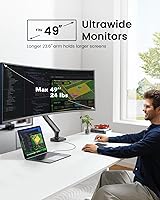 Vista 2 de Single Monitor Mount for 13-49 Inch Screens up to 24 lbs, Ergonomic Adjustable Monitor Arm with Built-in USB 3.0 Hub, Space-Saving VESA Desk Mount