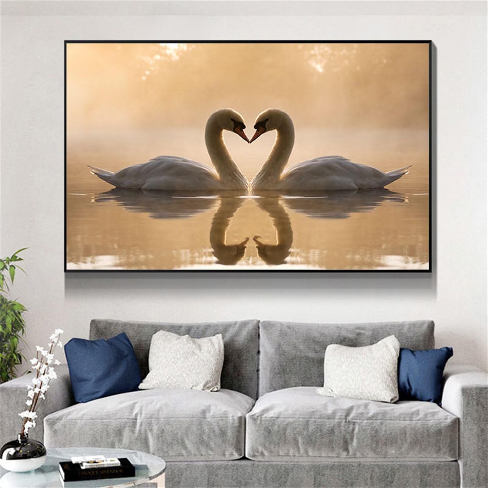 Kit Complet Diamant Art Lac des cygnes 60x90cm - Cadeau Idéal Loisir Créatif