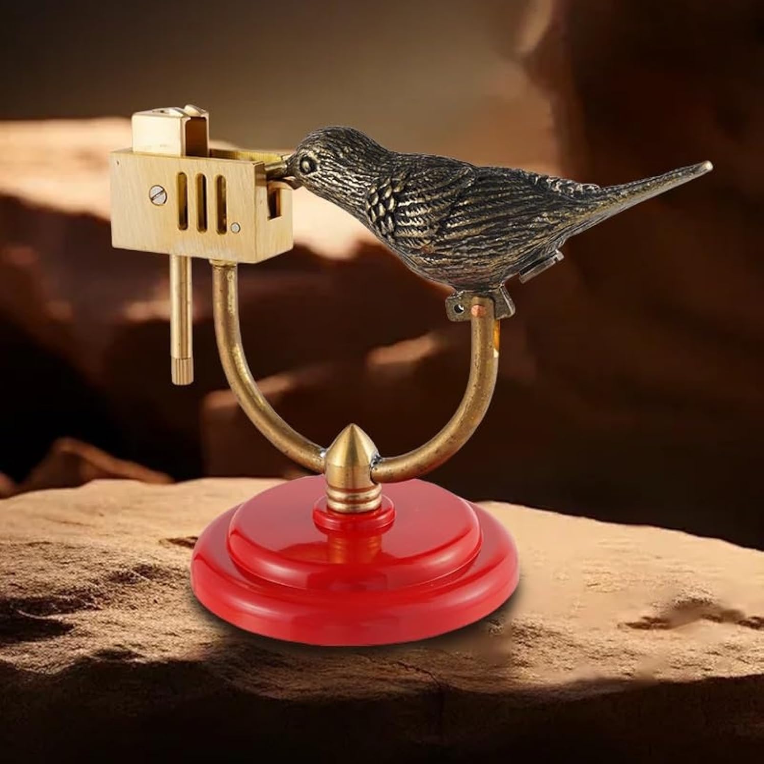 Creative Bird-Shaped Desktop Mechanical Kerosene Lighter Brass Body Engraving Reusable Mens Collection Gift Red