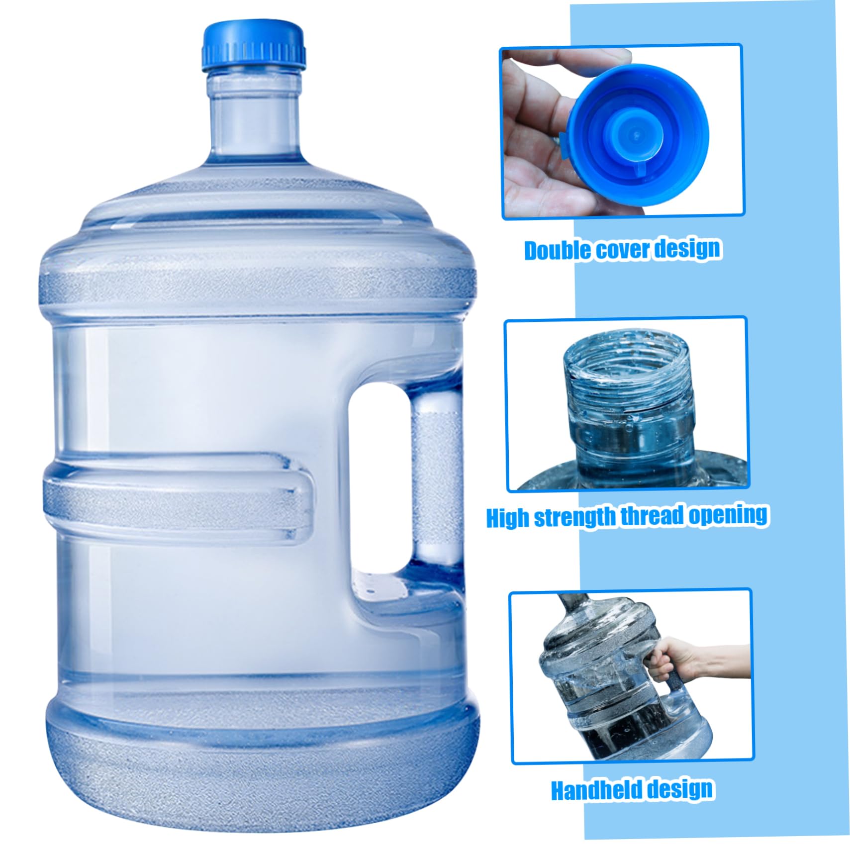5 Liter Water Bottle With Screw Cap & Handle - Food Grade Plastic, Easy-Grip Jug For Camping & Sports - View #9
