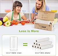 Vista 2 de [2025 New] Bonsenkitchen 11” x 150’ Vacuum Sealer Bags Rolls with Cutter for Food Storage, Commercial Grade, BPA Free, Great for Meal Prep and Sous