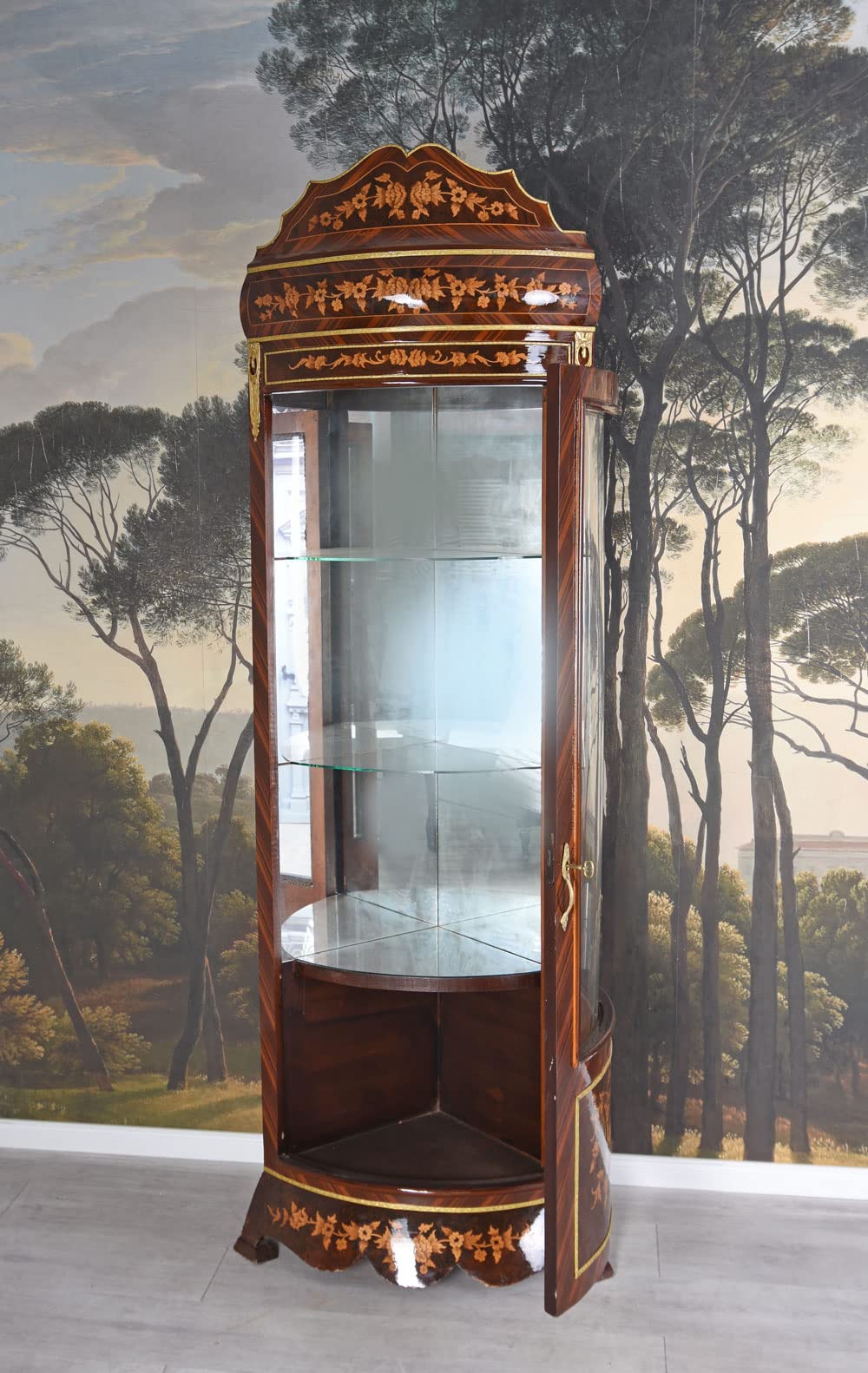 Vitrine Baroque En Bois Et Verre – Vaisselier / Buffet Avec Portes, étagères, Sculpté