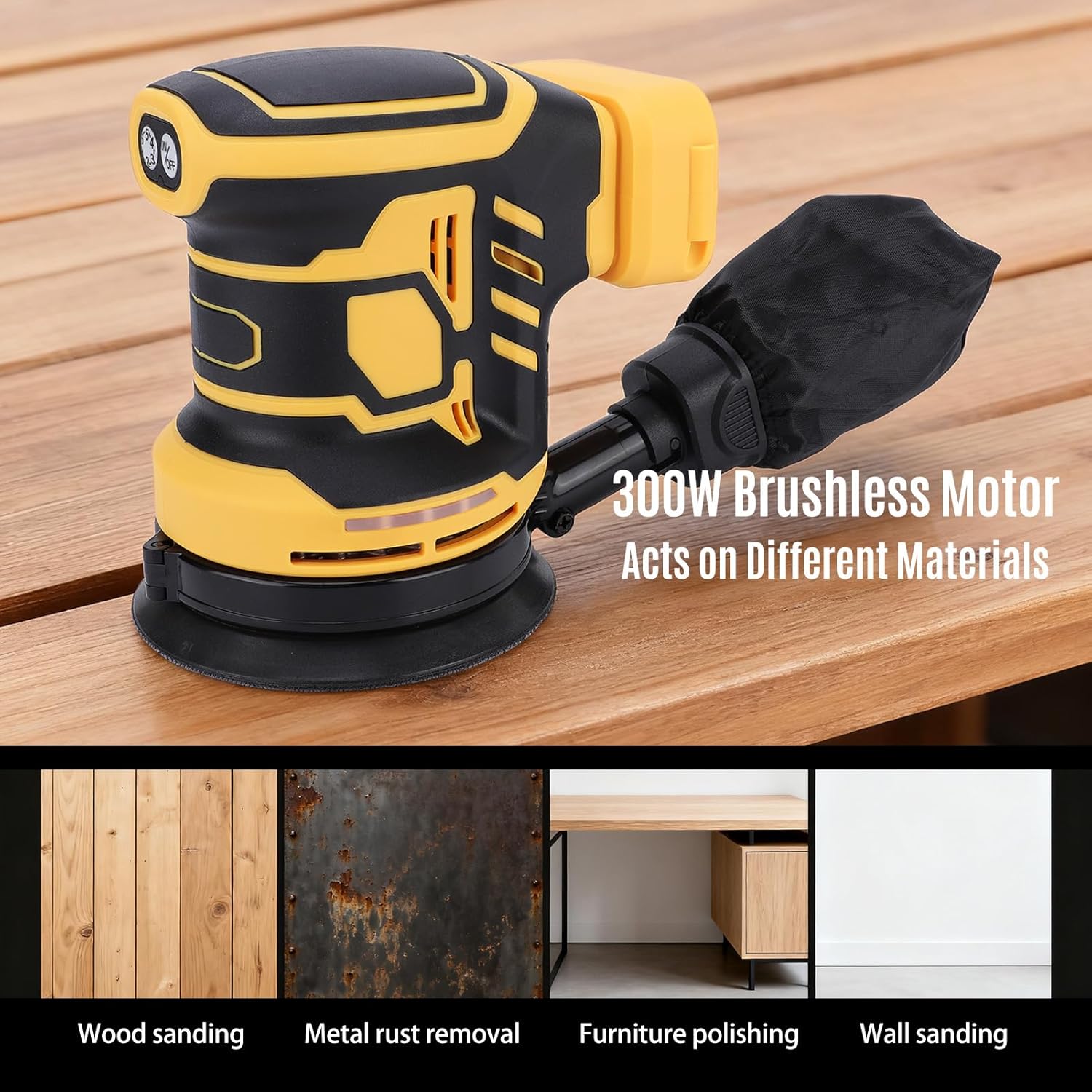 Asixxsix 20V Cordless Sander, 5 Inch Random Orbit Sander with LED Battery Indicator and Detachable Tray, for Wood Sanding Car Polishing Metal rusts Removal Furniture Polishing