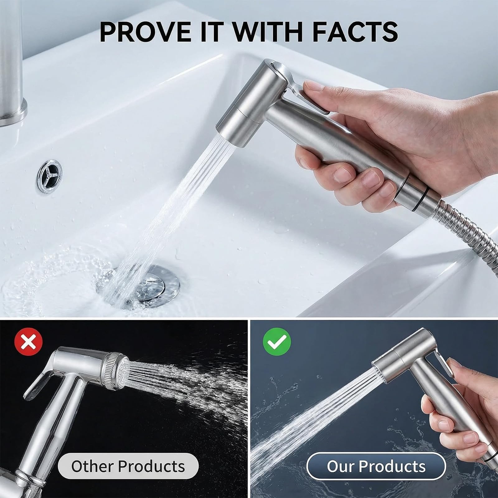 Grifo Bidet de Acero Inoxidable para WC, Control de Presión del Agua, Fácil Instalación, Amplia Gama de Aplicaciones - 4