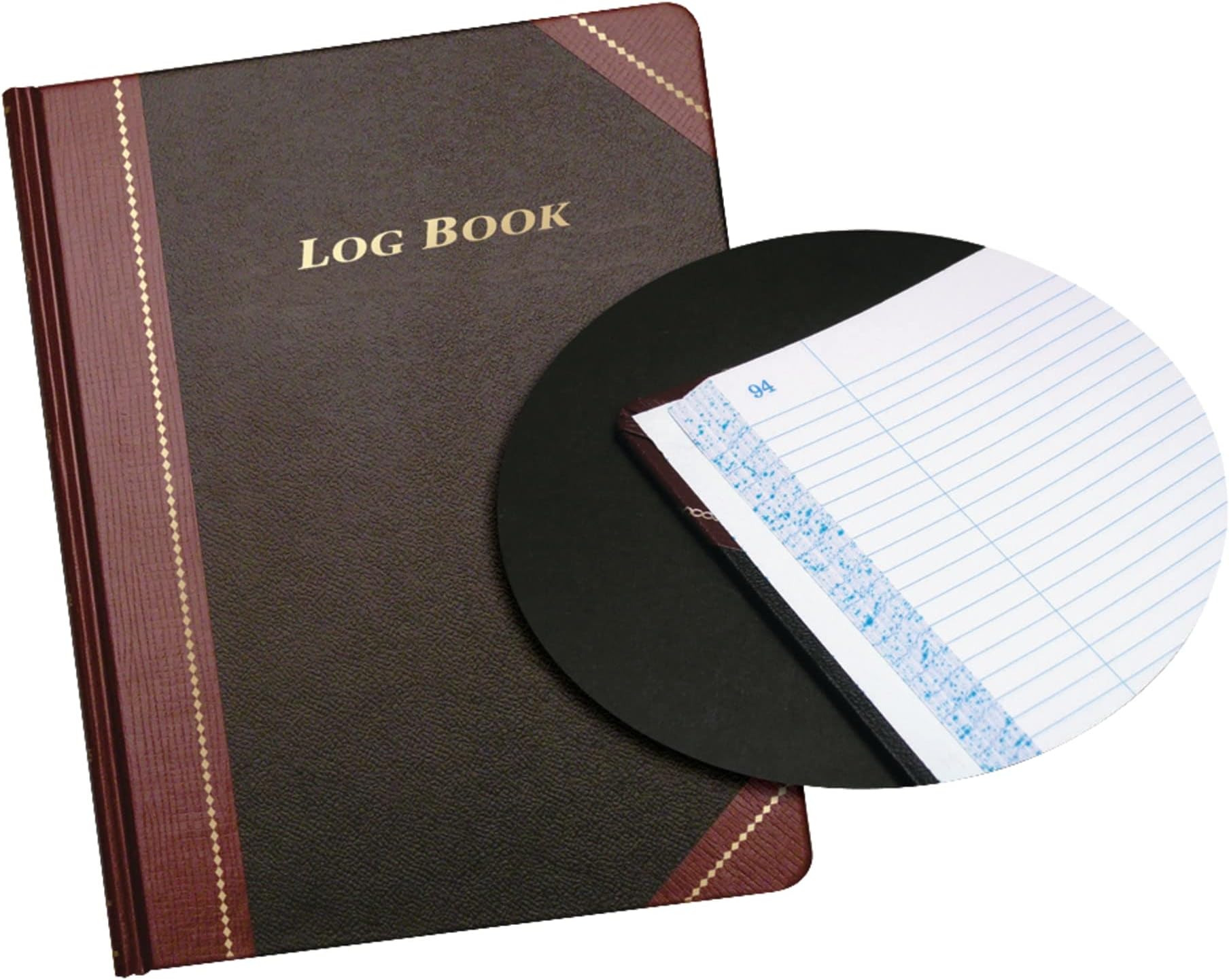 Adams Log Book, 8.13 x 10.38 Inches, Black Covers with Maroon Spine, 150 Pages (ARB810L15)
