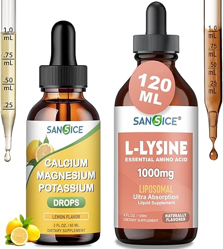 Gotas de calcio y magnesio líquido de potasio para apoyo inmunológico + 1000 mg de suplemento de L-lisina para piel y labios - 600 mg de calcio 400 disponible en Yaxa Costa Rica