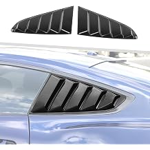 Jimen Rear Window Louvers Cover Exterior Trim Compatible with Ford Mustang 2015-2023 Black
