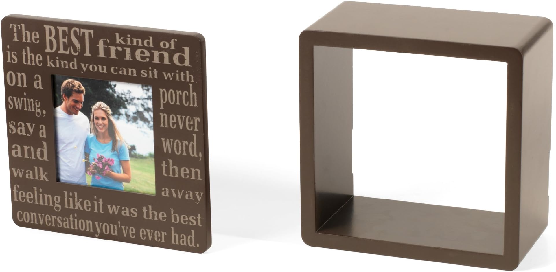 Melannco Best Friend Photo Cube with Removable Front Cover (Brown)