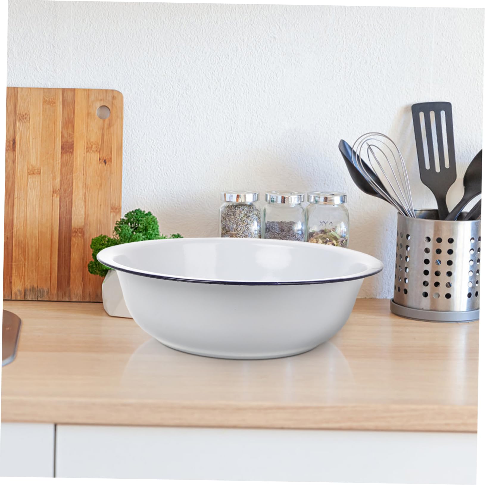 Hemobllo Cuenco de Esmalte Blanco Grande para Mezclar Gran Capacidad, Versátil y Fácil de Limpiar, Adecuado para Cocina y Lavado de Frutas