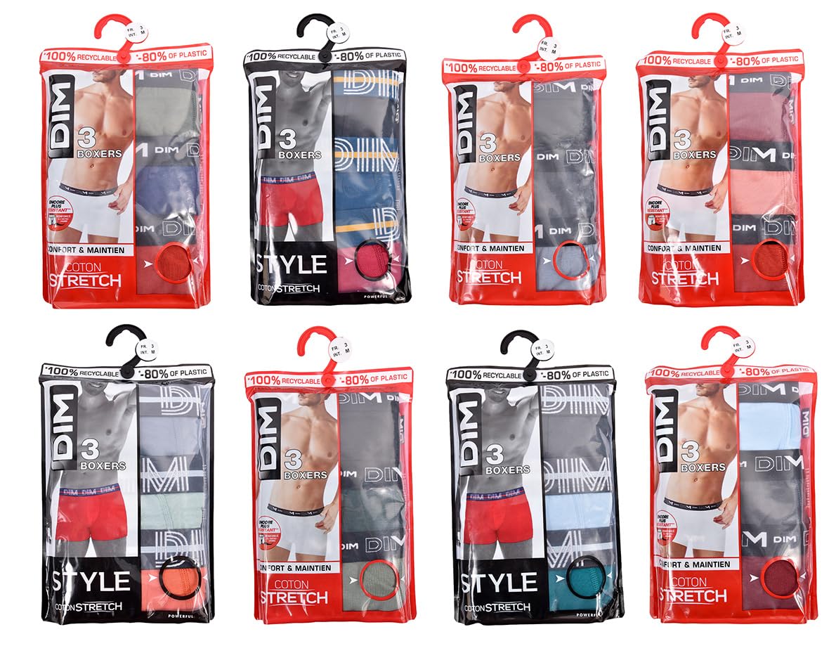 DIM Herren Boxershorts in Ultra Comfort Stretch Baumwolle - Modellsortierung Fotos je nach Verfügbarkeit - 6er Pack Surprise Boxer L, Packung mit 6 Überraschungsboxern, L