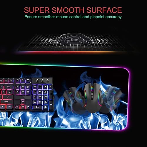 Vista 39 de Alfombrilla de mouse RGB para juegos con posavasos para café, alfombrilla de mouse LED grande XXL, base de goma antideslizante, alfombrilla de mouse