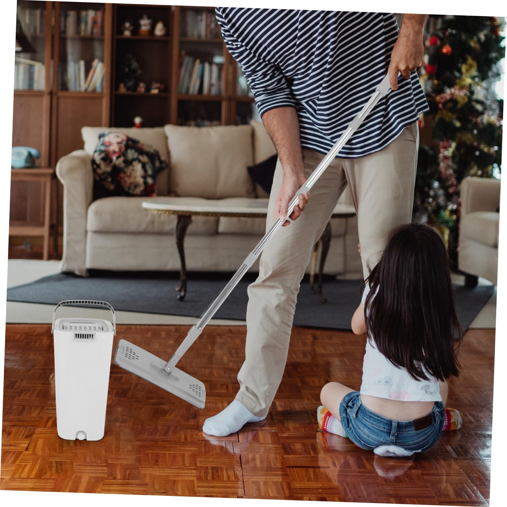 Trapeador Plano de Microfibra con Cubo y Escurridor Juego de Fregona Super Absorbente para Limpieza de Pisos , Paredes y Ventanas en Hogares y Oficinas