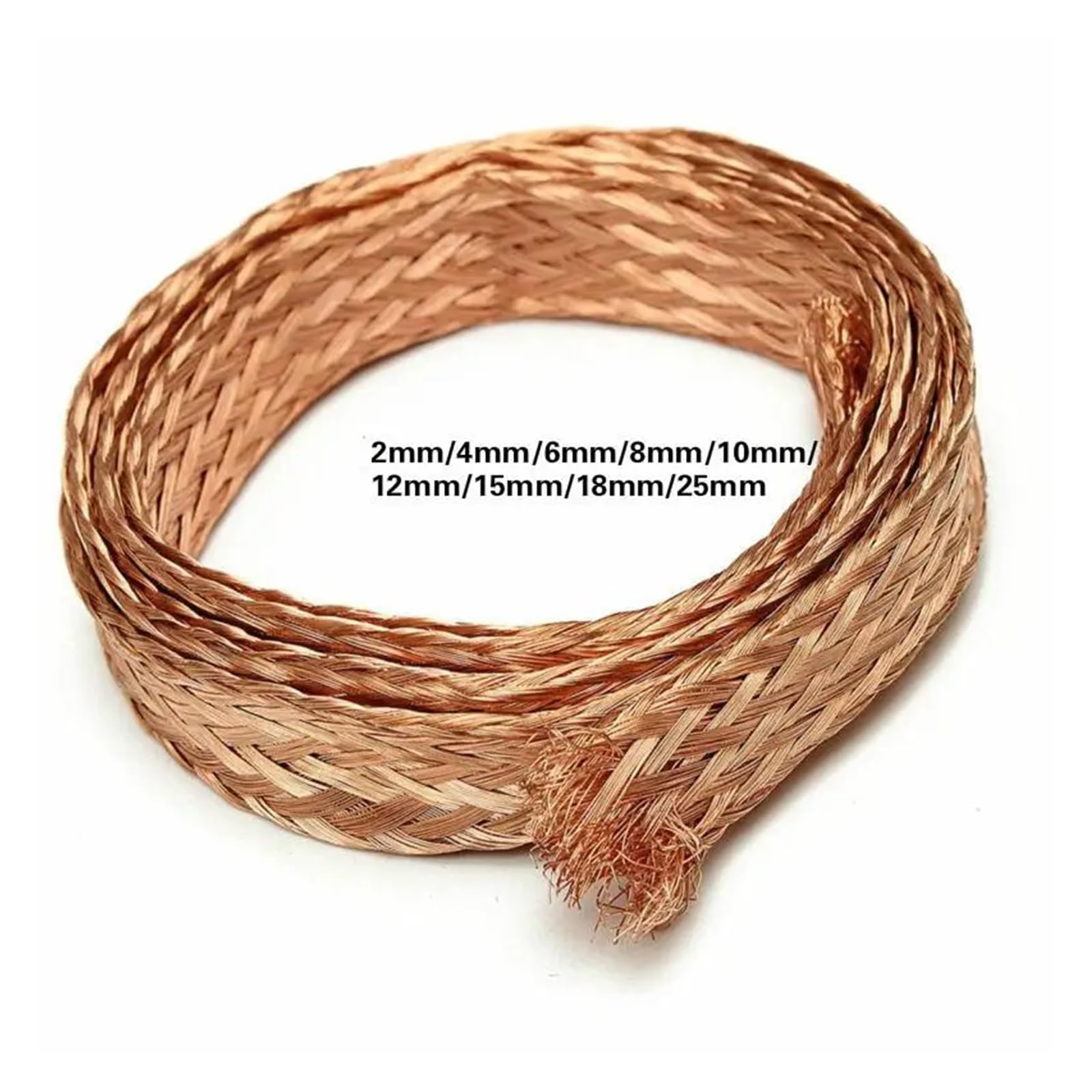 Cavo a treccia di rame puro da 10 m, anti interferenza, 25 mm, forma piatta