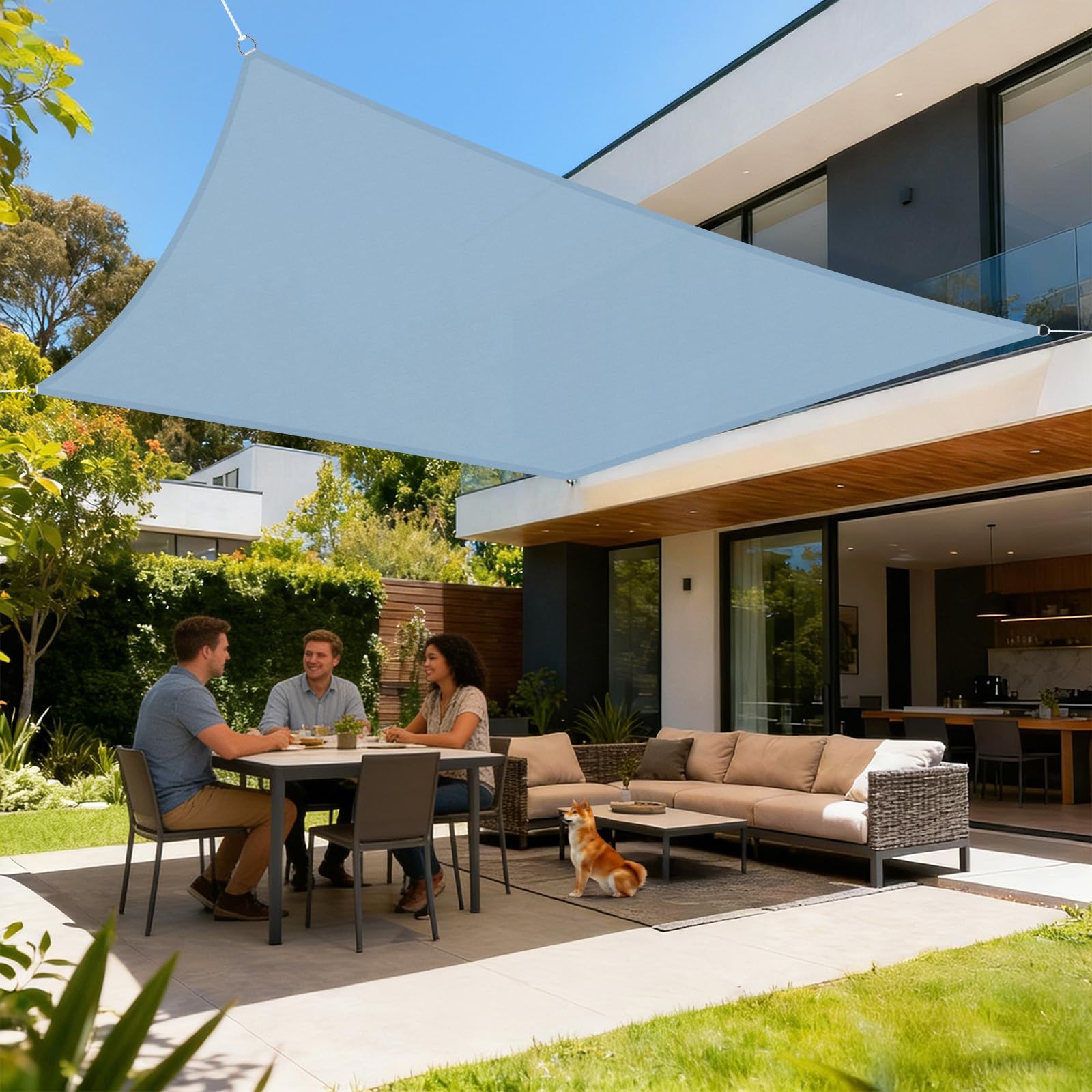 LOVE STORY Toldo Vela de Sombra Impermeable Triangular 3x3x3m Protección Rayos UV PES Toldos para Patio, Exterior Terrazas, Jardín, Balcon (Crema) — view 42