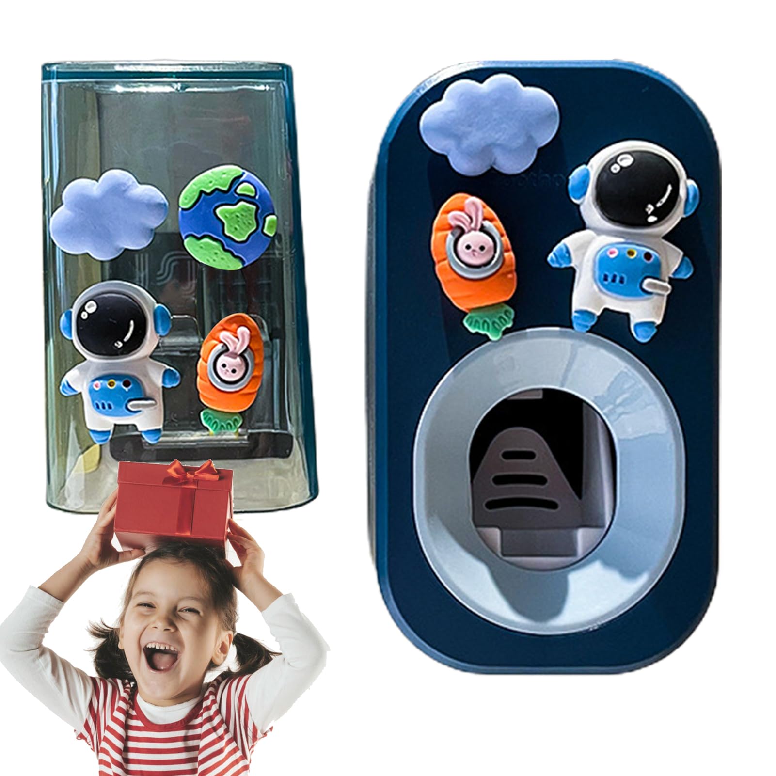 Automatischer Zahnpastaspender für Kinder, 3 Zahnbürstenhalter, große Kapazität, multifunktionaler Zahnpasta-Halter, niedlicher wandmontierter Zahnpasta-Spender, Zahnbürsten-Organisation
