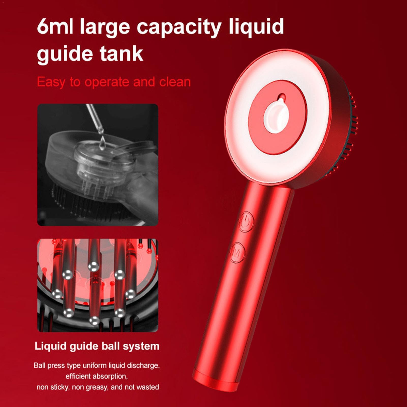 Electric Scalp Massager, Scalp Massager Brush Oil Applicator, Blue Red Light, Scalp Massager Tool, 3 Modes Blue Red Light Features, Easy To Use, Portable for Healthy Strong Hair