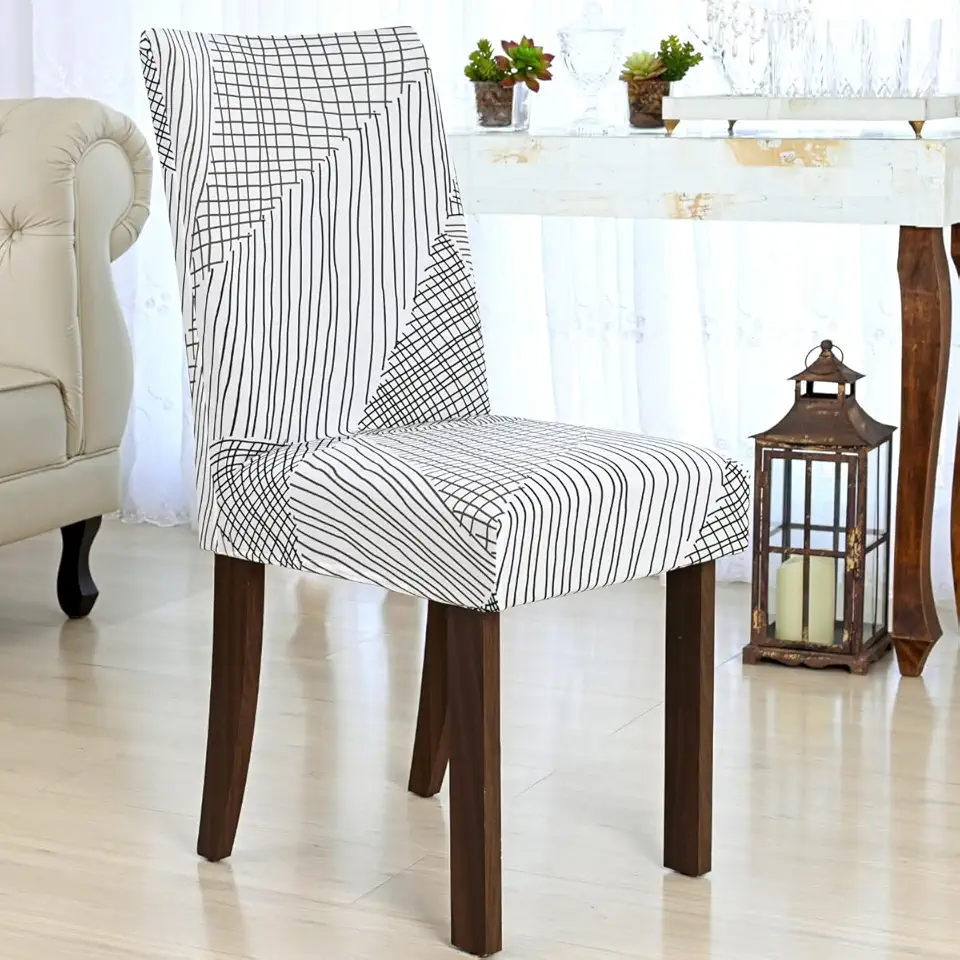 4 Capa de Cadeiras de Jantar Tecido Elástico Geo Escandinavo