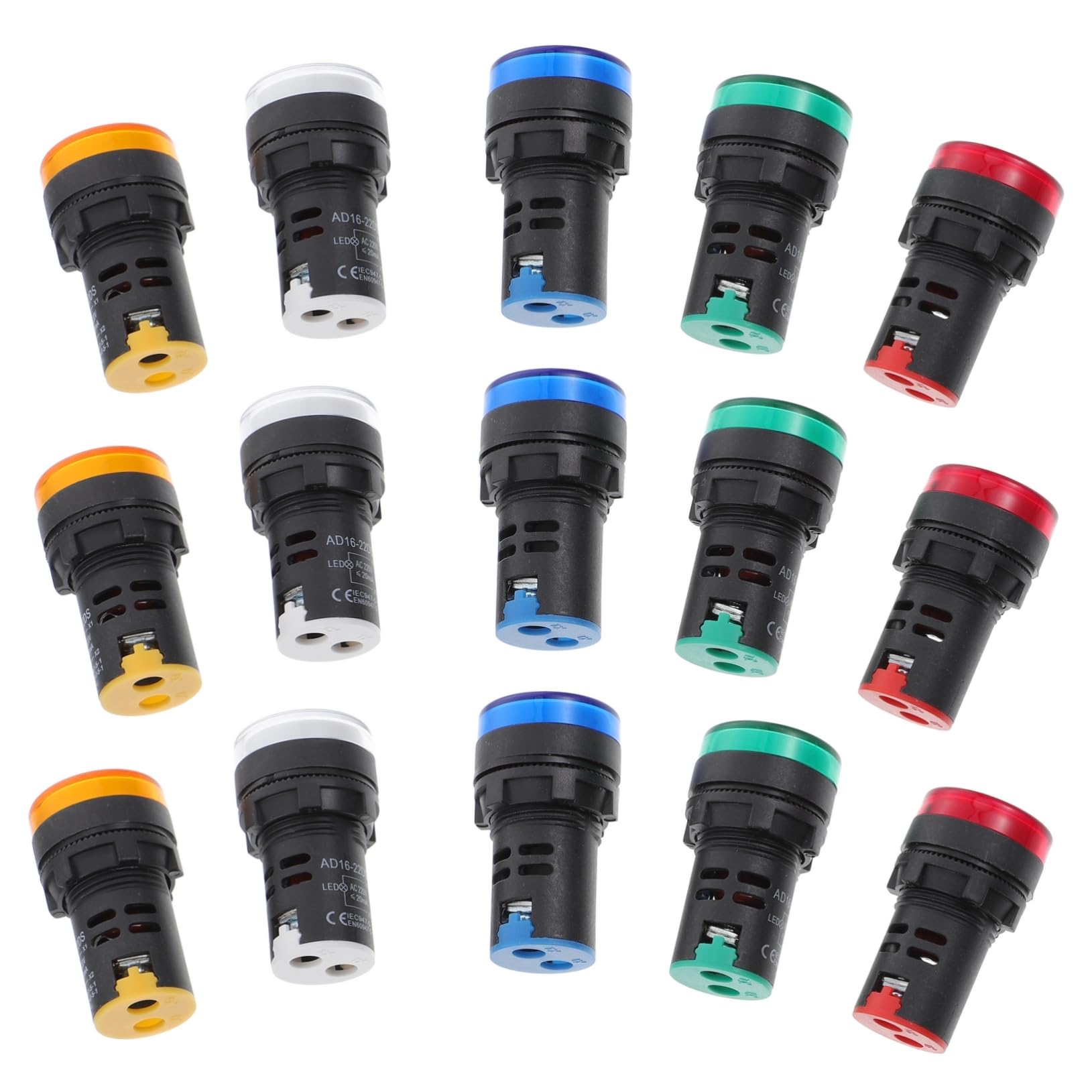 DECHOUS 15Pcs LED Indicator Signal Lamp Round Lights Colors for Telecommunications and Home Appliances