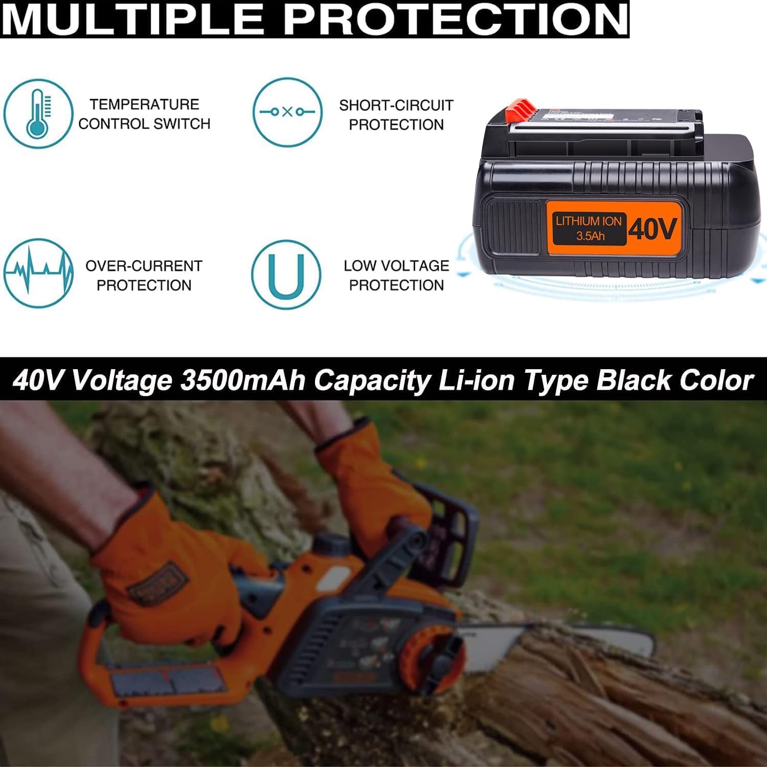 DTK 2 Packs Replacement for Black and Decker 40V 3600mAh Lithium Battery LBX2040 LBX36 LBXR36 LBXR2036 LST540 LST136W - Image 5