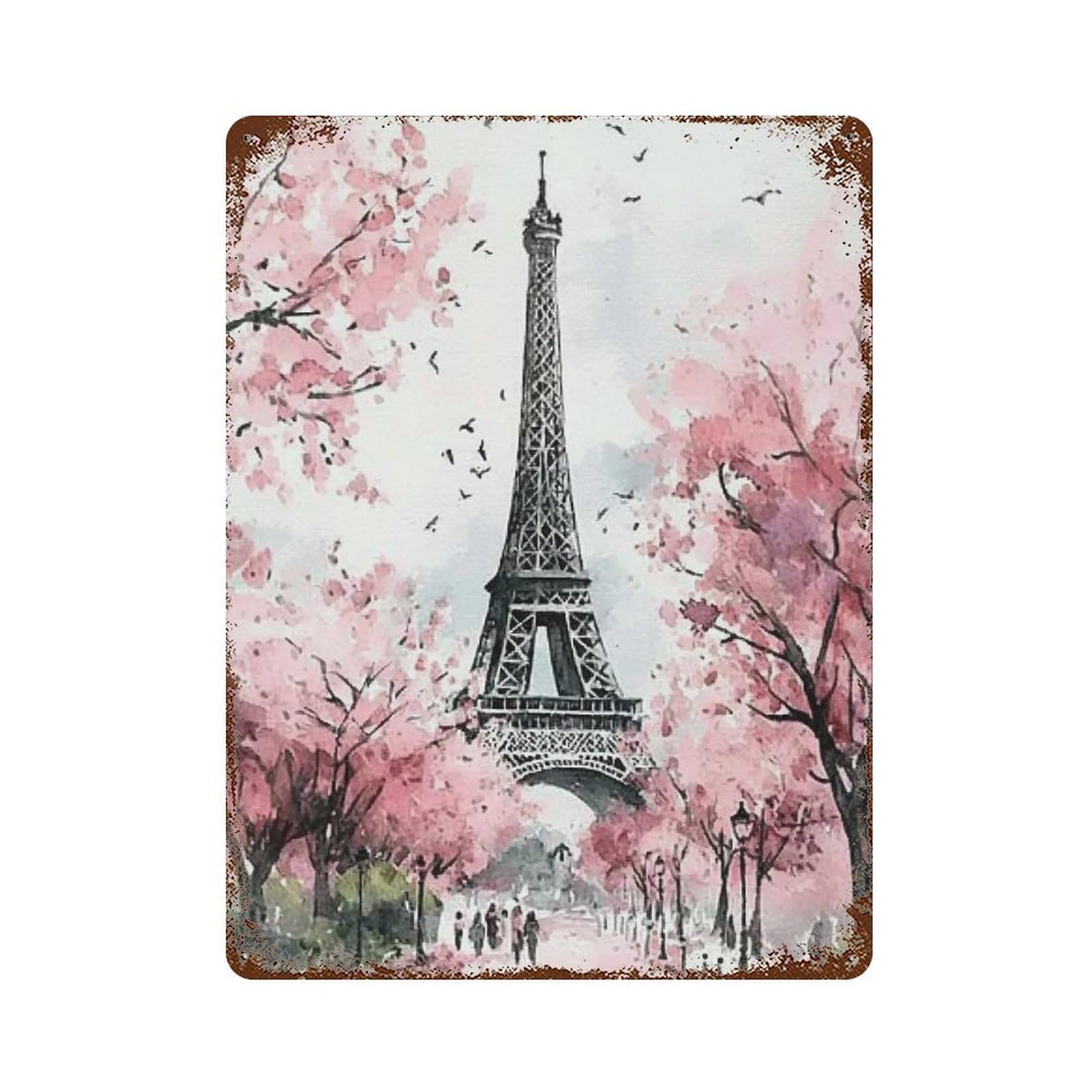 YHGERTKU Blush Eiffel 03 Wall Art Retro Iron Vintage Metal Tin Sign Poster Modern Decor for Living Rooms Gift 40x30cm